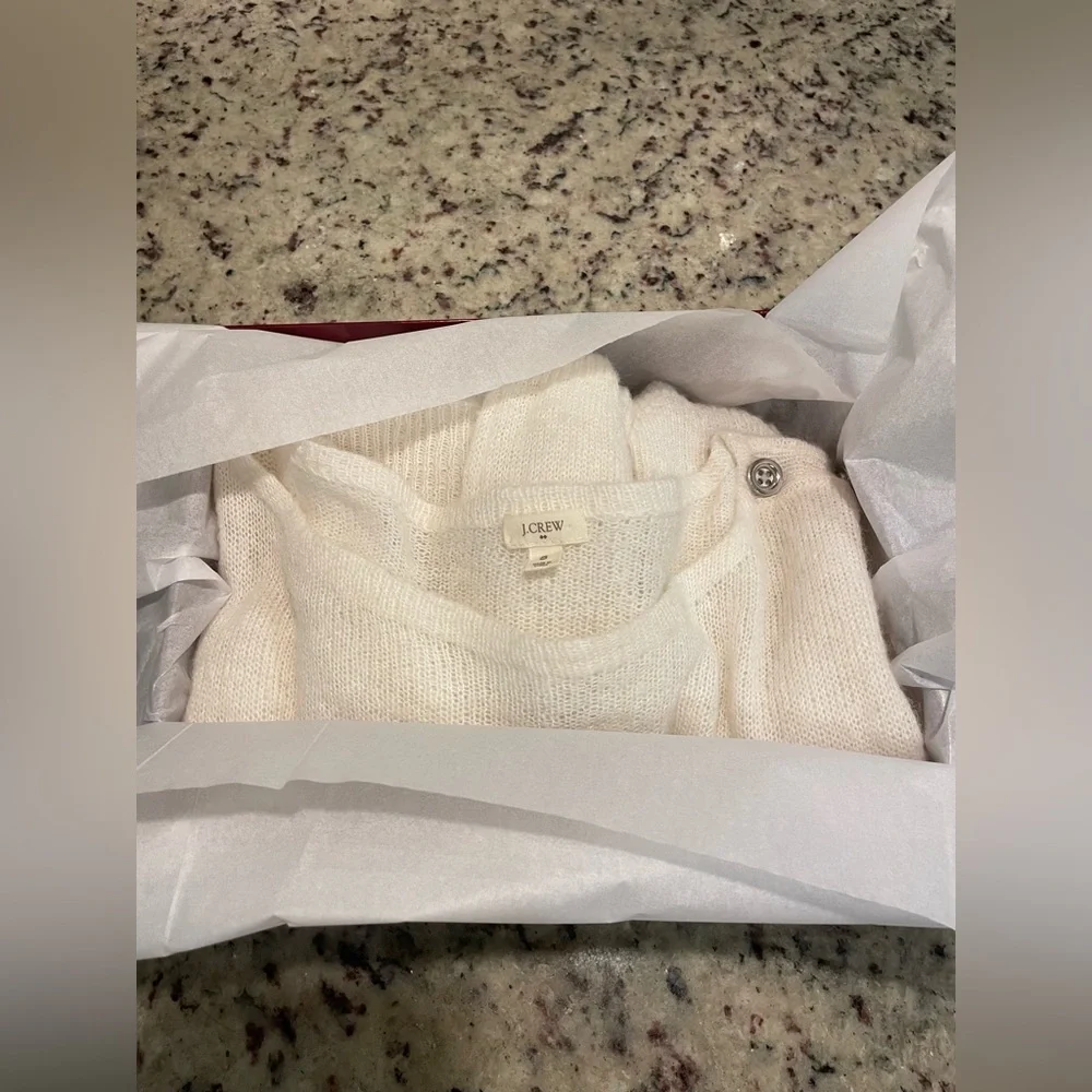 J.Crew Wool and mohair blend Cream Sweater with Button Detail size S